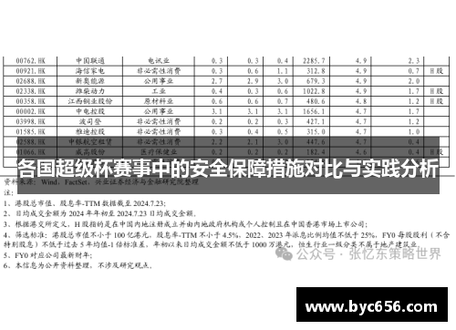各国超级杯赛事中的安全保障措施对比与实践分析